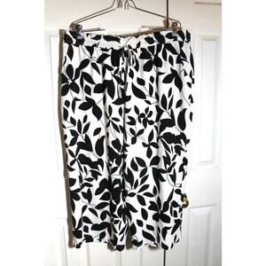 Anyhold White w/ Floral Print Wide Leg Capri Pants sz 2XL